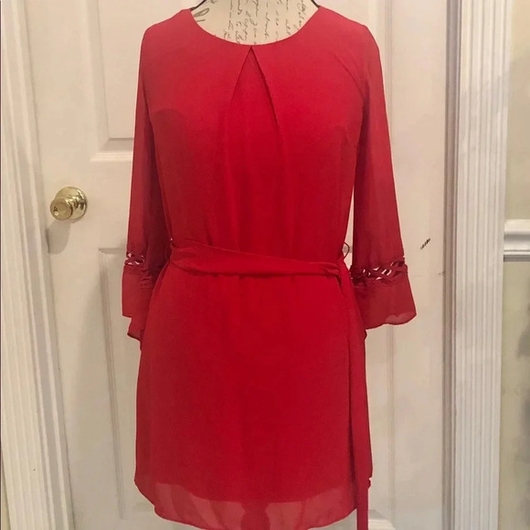 By and by dress /red bell sleeves /sz sm - Picture 1 of 3